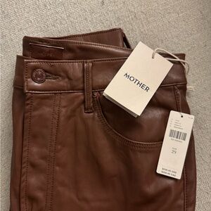 NWT Mother Brown Leather Pants